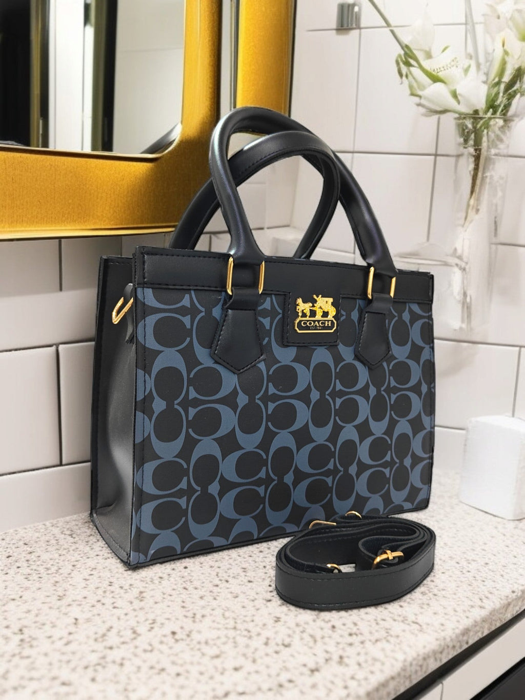 100% Imported Coach Handbag (Black)