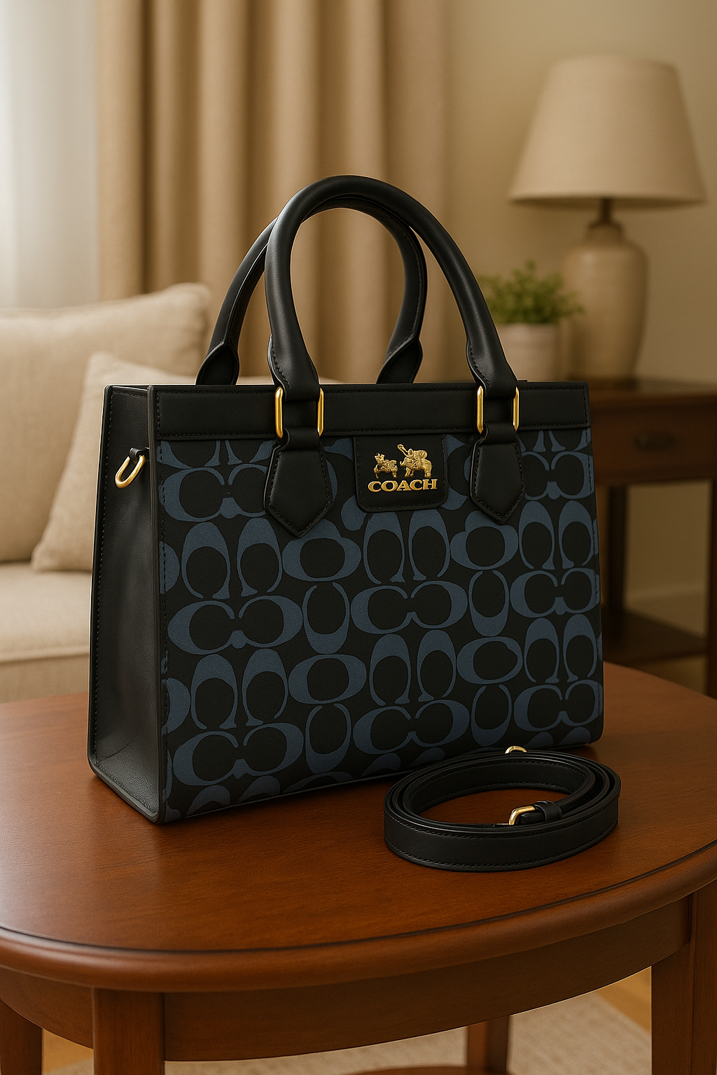 100% Imported Coach Handbag (Black)